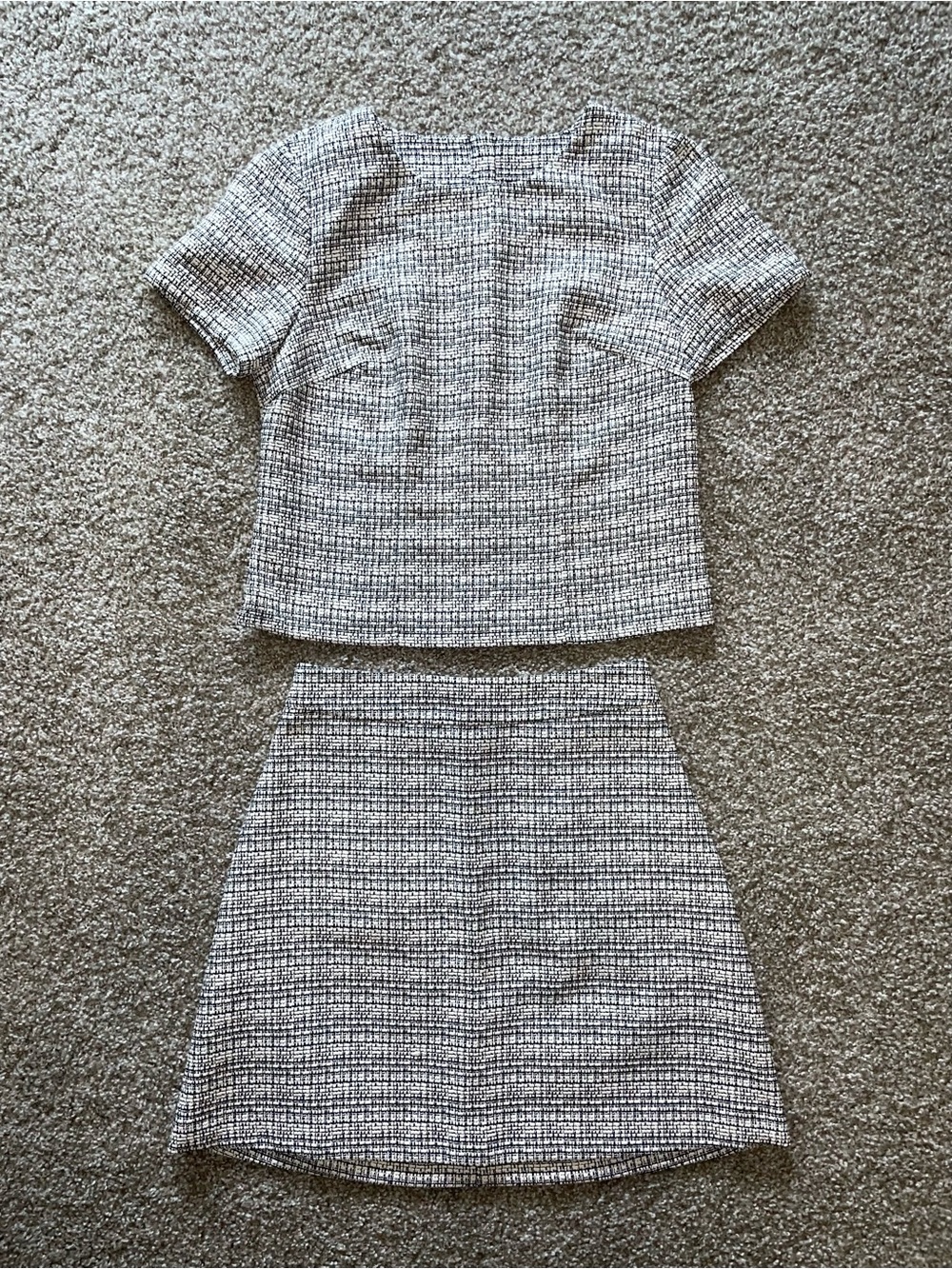 Express Black and White Tweed Skirt Set